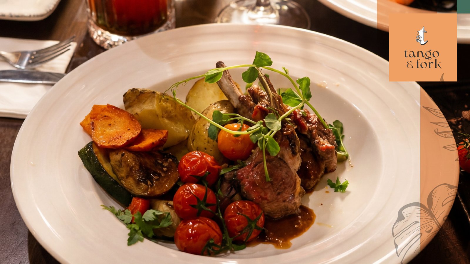 Romantic Valentine’s Day dinner with meat and vegetables at Tango & Fork in St Julian’s